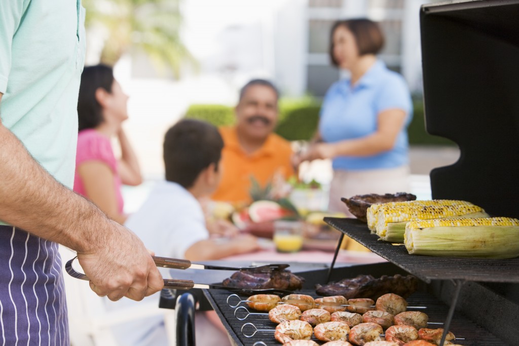 Family in a barbecue