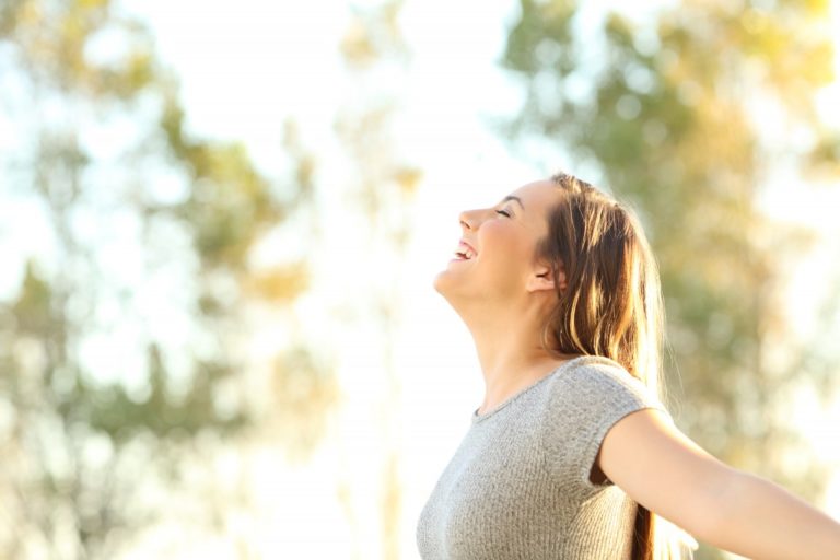 woman relaxing outside