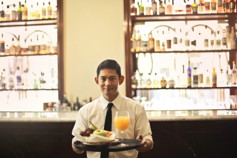 waiter serving food