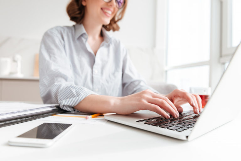 woman writing an email