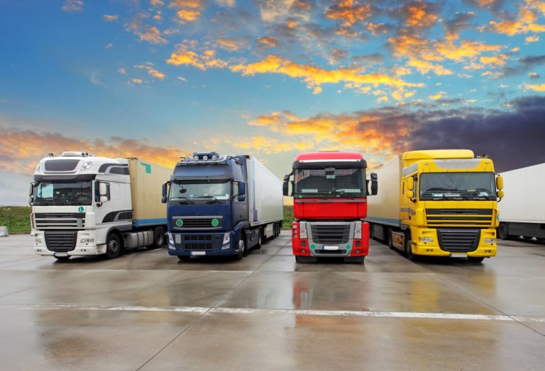 trucks lined up